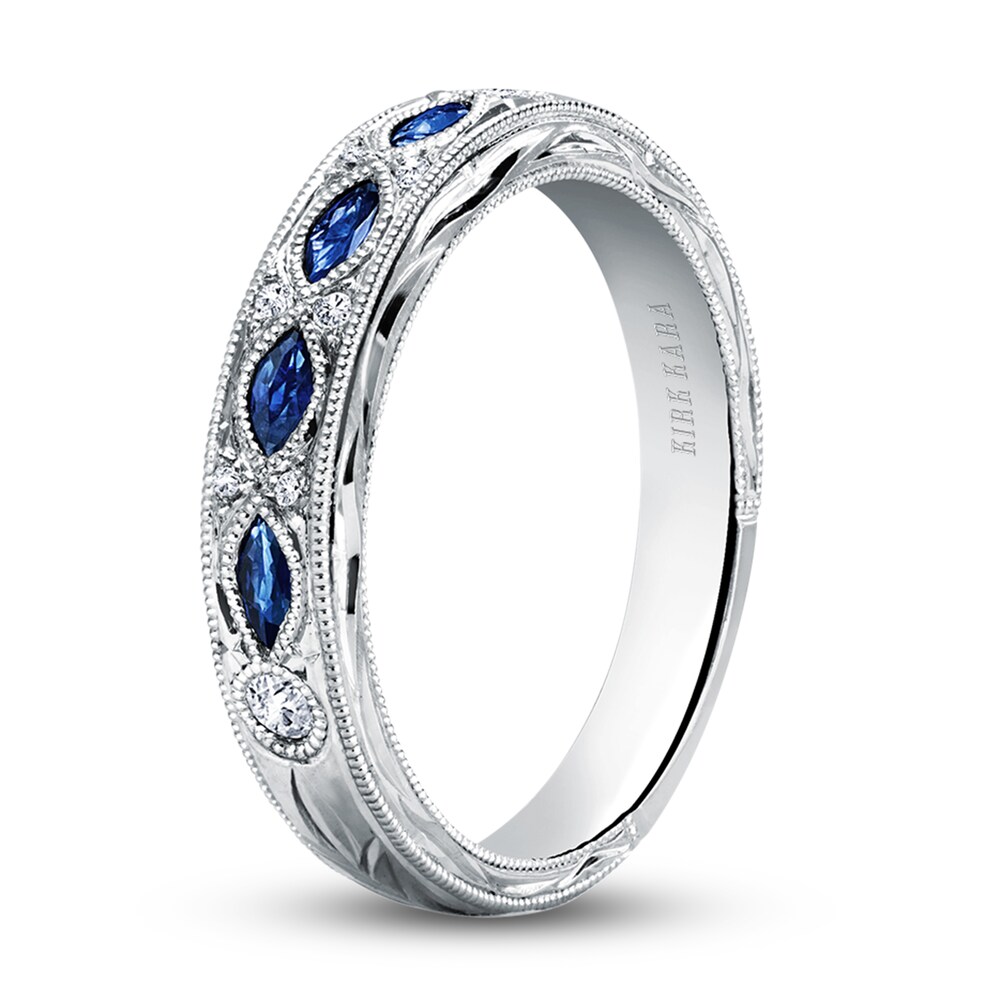 Kirk Kara Diamond & Blue Sapphire Wedding Band 1/20 ct tw Round Platinum 8rP5KAbG