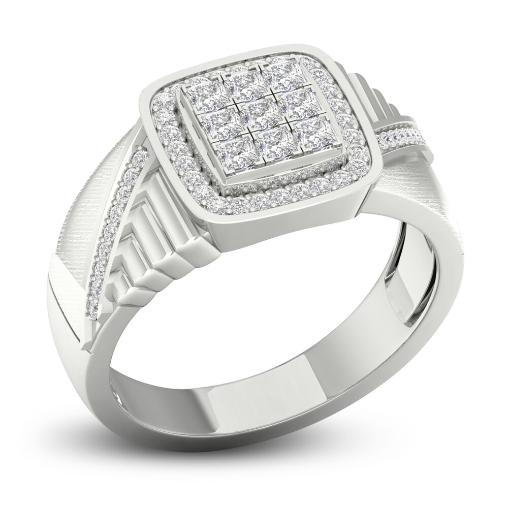 Men\'s Diamond Ring 3/4 ct tw Princess-cut/Round 10K White Gold 9017YNBn