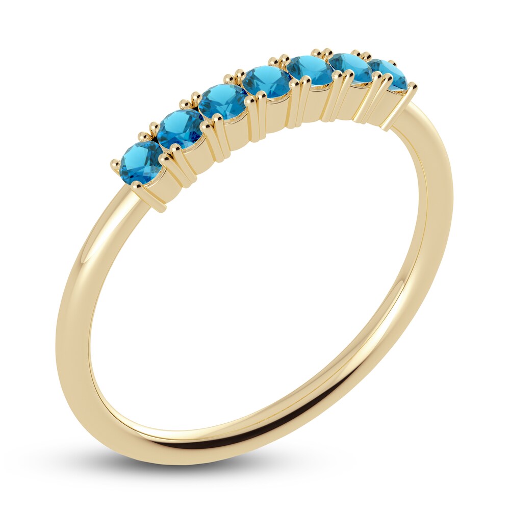 Juliette Maison Natural Blue Zircon Half Eternity Ring 10K Yellow Gold 96ZJQ7Pz