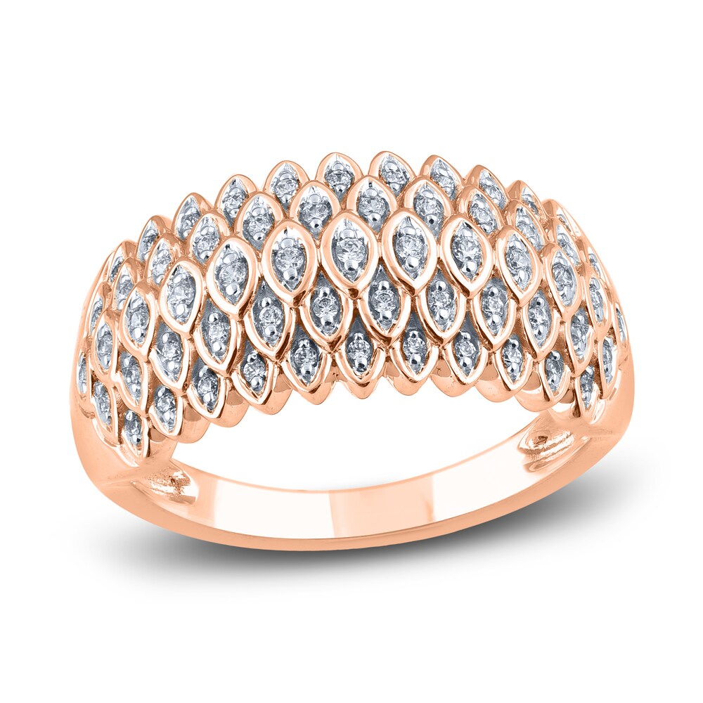 Diamond Multi-Row Anniversary Band 1/4 ct tw Round 14K Rose Gold 9JnZ9hSd [9JnZ9hSd]