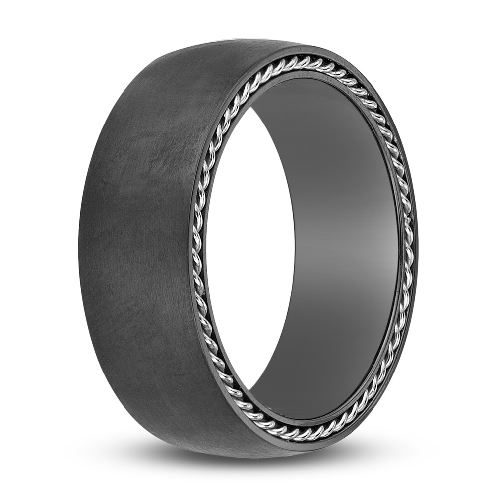 Men\'s Brushed Wedding Band Black Zirconium 8.0mm 9KiIKKag