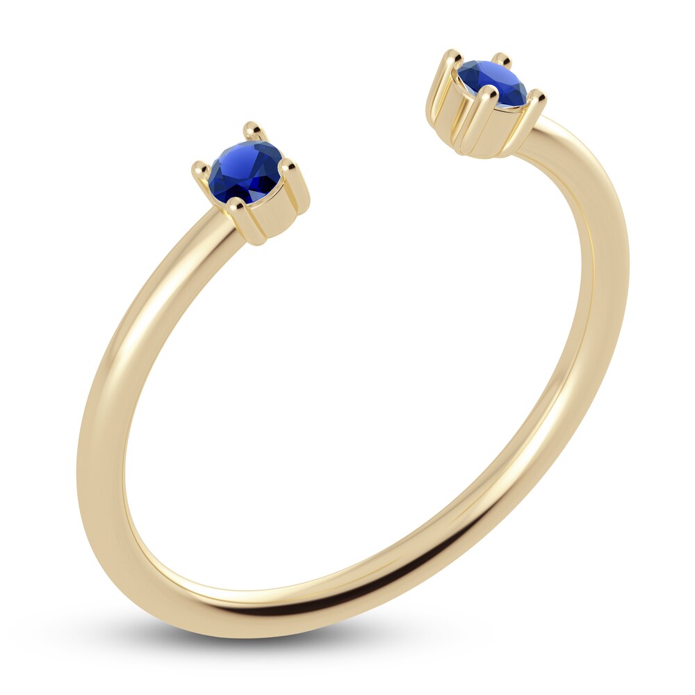 Juliette Maison Natural Blue Sapphire Cuff Ring 10K Yellow Gold 9SzRds8K