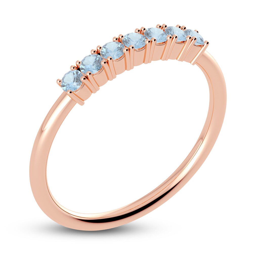 Juliette Maison Natural Aquamarine Half Eternity Ring 10K Rose Gold 9ai6V6vy