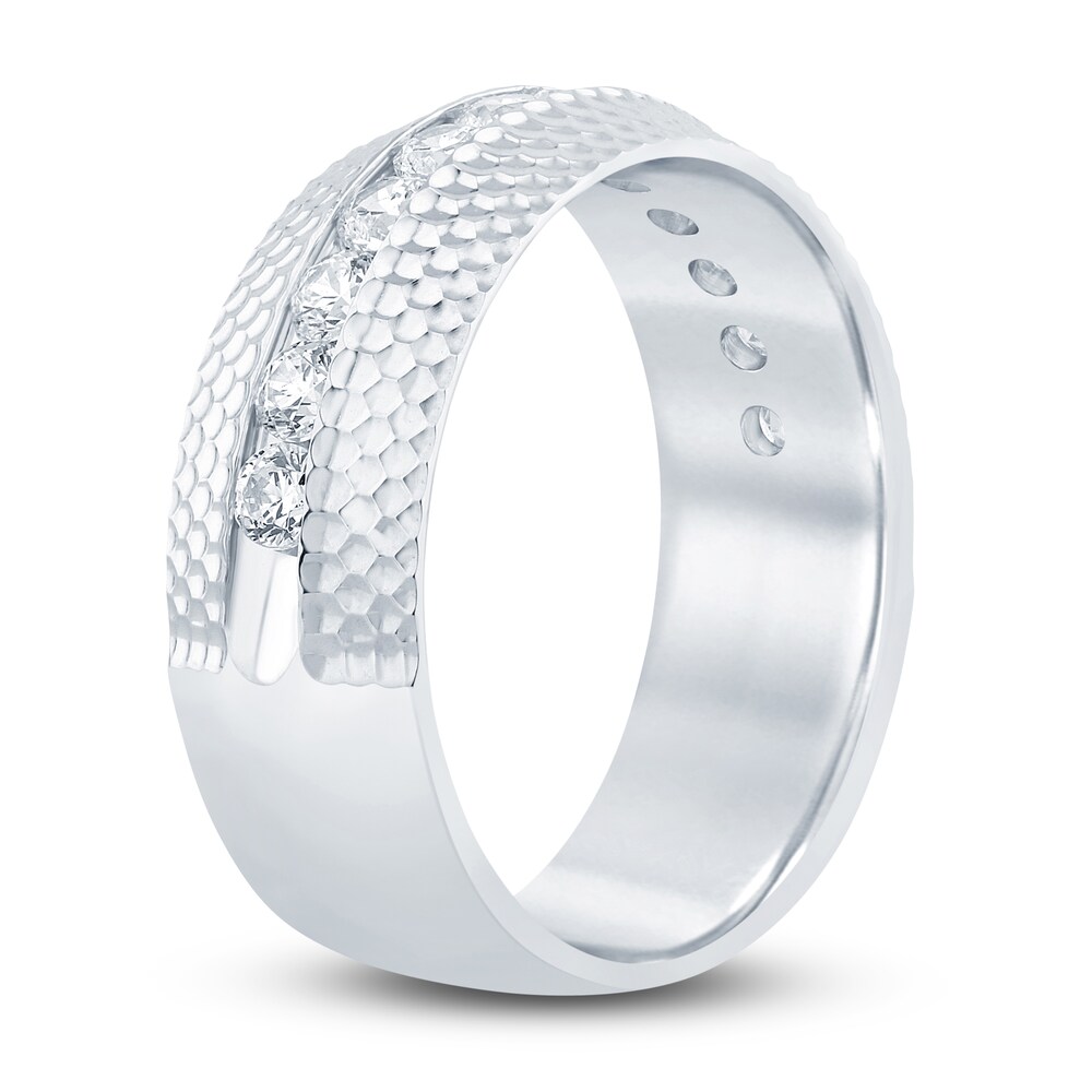 Men\'s Diamond Dot-Texture Wedding Band 1 ct tw Round 14K White Gold 9fYaE0ti