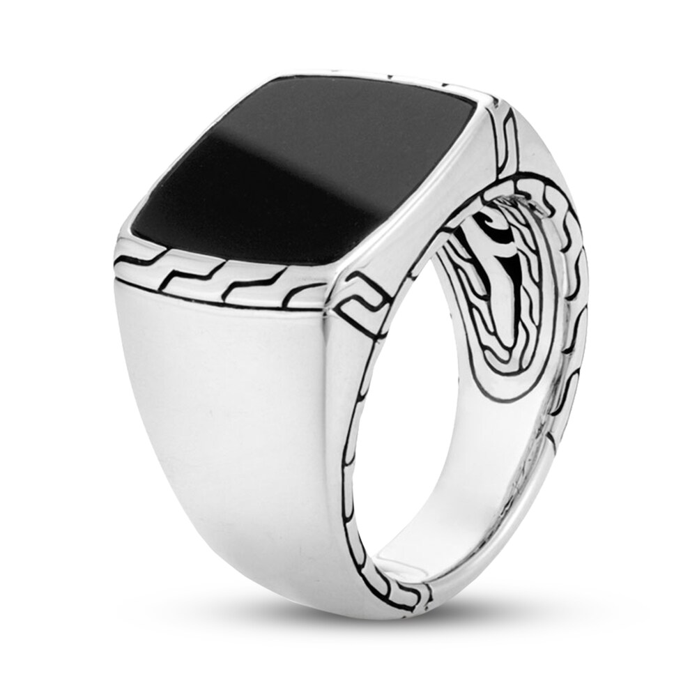 John Hardy Men's Classic Chain Signet Ring Black Jade Sterling Silver 9k3bBmeq