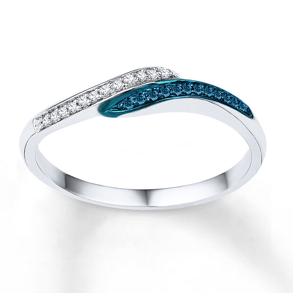 Diamond Ring 1/10 ct tw Blue & White 10K White Gold 9pC5t5Zk