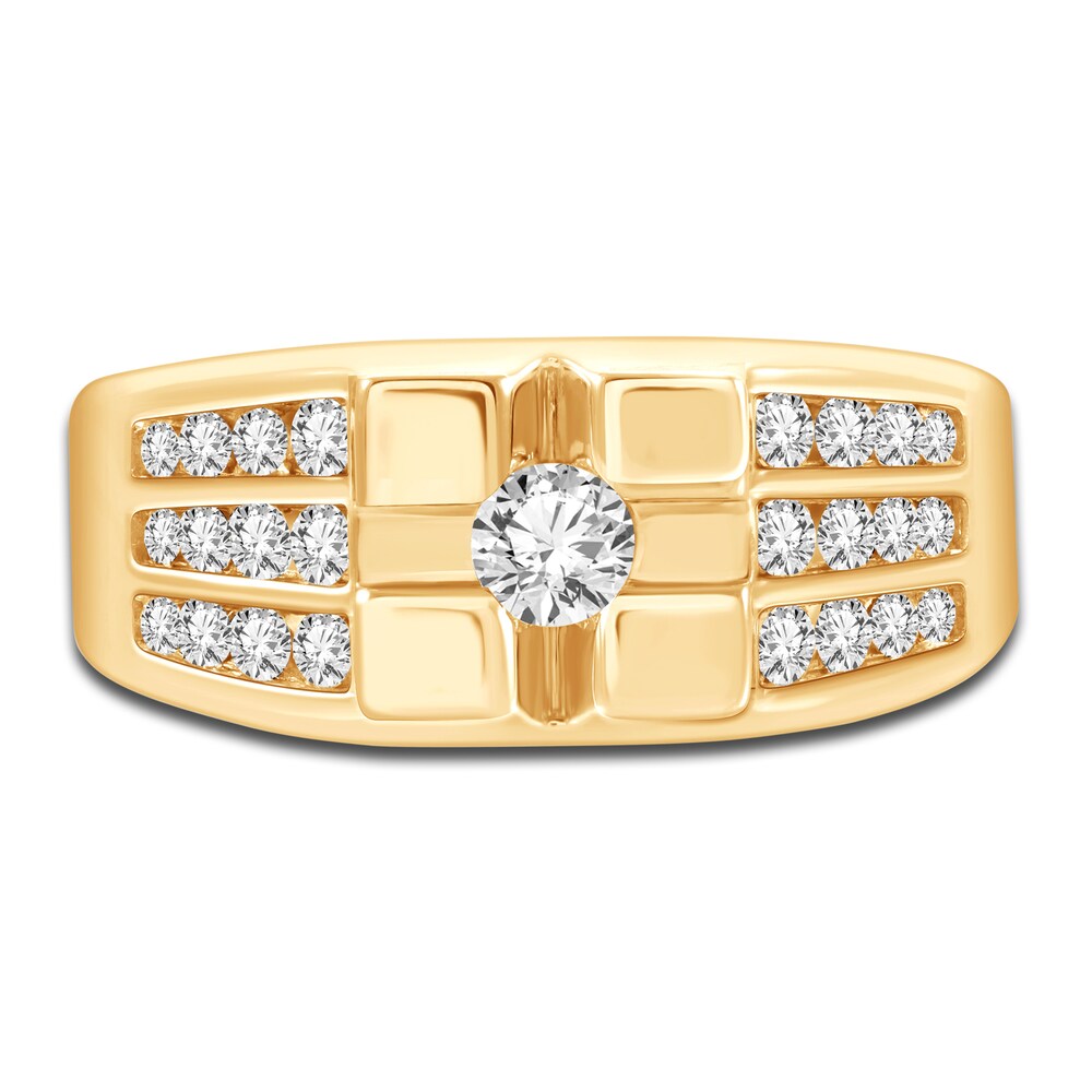 Men\'s Diamond Ring 1 ct tw Round 14K Yellow Gold 9pCQxvBH