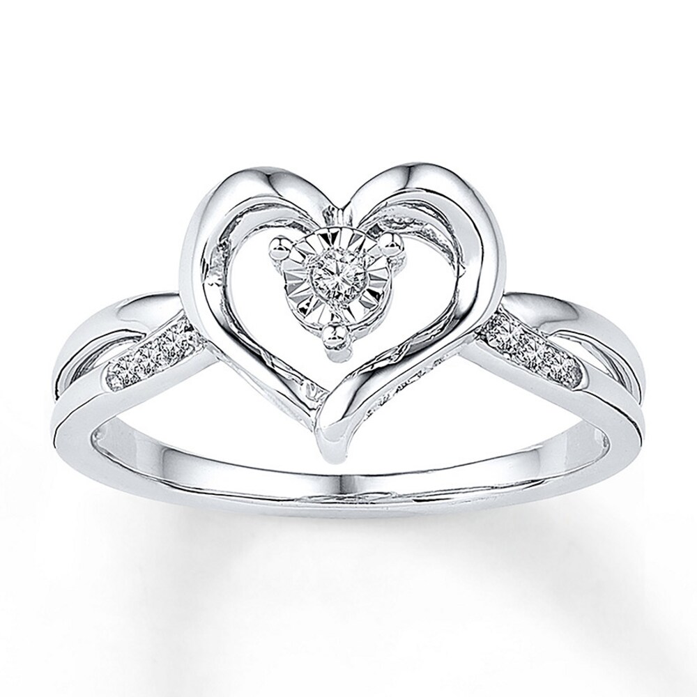 Diamond Heart Ring 1/20 ct tw Round-cut Sterling Silver 9rnMbZCw [9rnMbZCw]