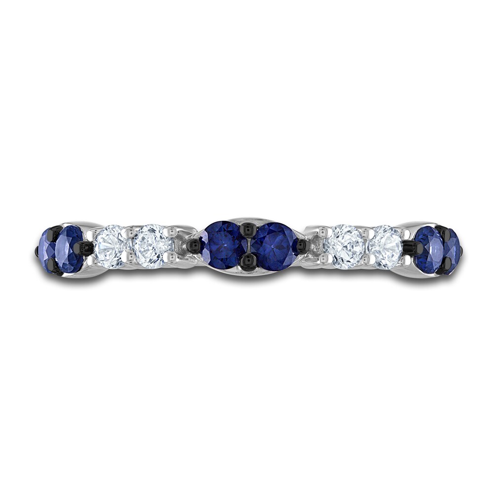 Vera Wang WISH Natural Blue Sapphire Band 1/6 ct tw Diamonds 10K White Gold 9uCaRIFY