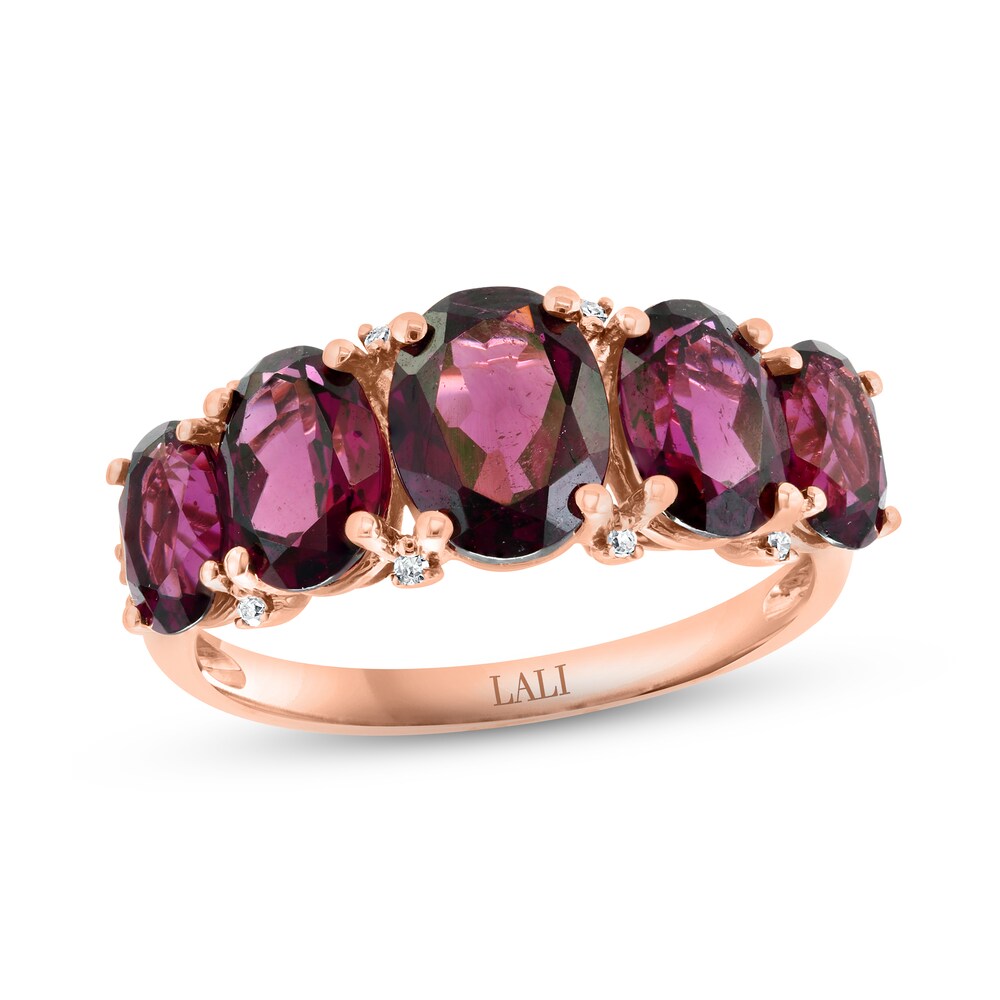 LALI Jewels Natural Garnet Ring 1/20 ct tw Diamonds 14K Rose Gold 9uaJVbY9