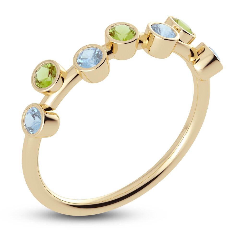 Juliette Maison Natural Peridot & Natural Aquamarine Ring 10K Yellow Gold 9v5mdPQL