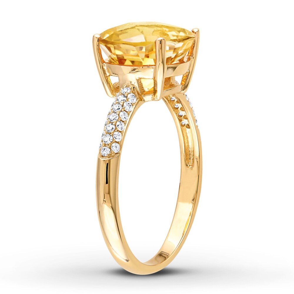 Citrine Ring 1/5 ct tw Diamonds 14K Yellow Gold A2c4L78F