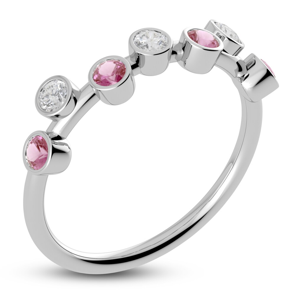 Juliette Maison Natural White Sapphire & Natural Pink Tourmaline Ring 10K White Gold A5tp6ODf