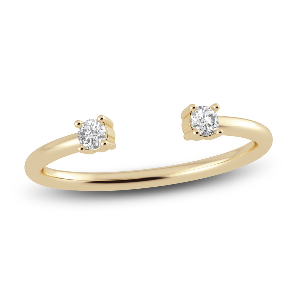 Juliette Maison Natural White Sapphire Cuff Ring 10K Yellow Gold A79nbbnZ [A79nbbnZ]