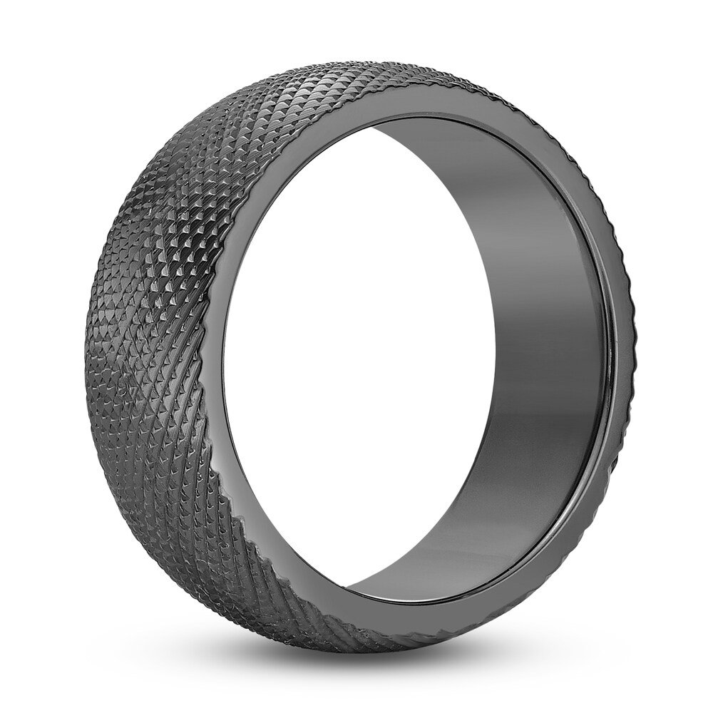 Men\'s Textured Top Wedding Band Black Zirconium 8.0mm A7IlWyri