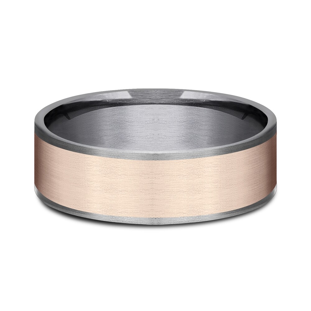 Men\'s Satin Wedding Band 14K Rose Gold/Tantalum 7.5mm AHltNsTP