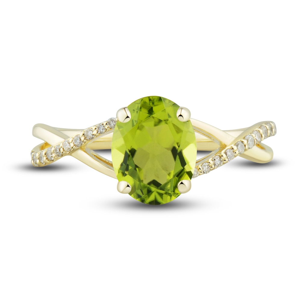 Natural Peridot Ring, Earring & Necklace Set 1/5 ct tw Emerald 10K Yellow Gold AKXy3o2A