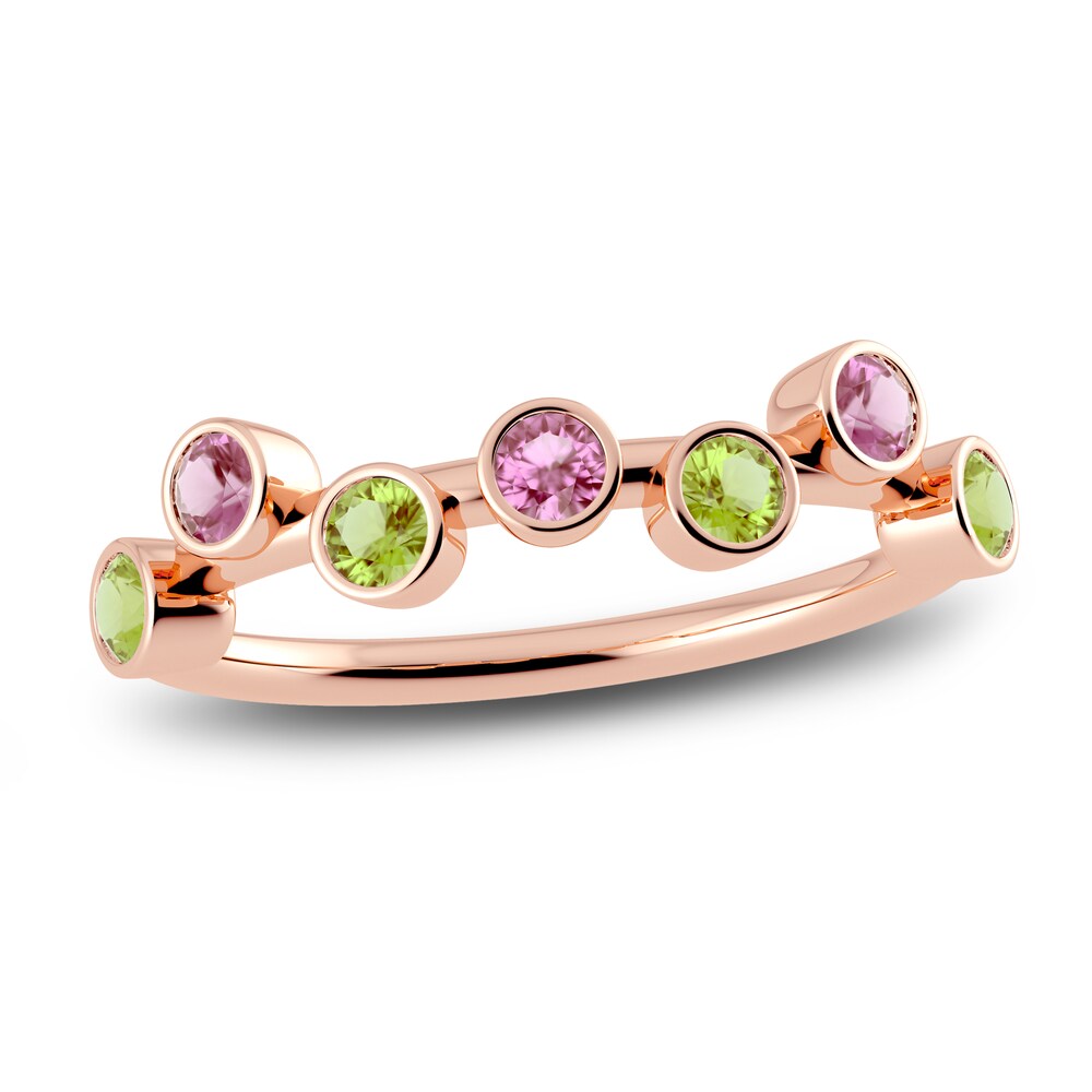 Juliette Maison Natural Pink Tourmaline & Natural Peridot Ring 10K Rose Gold AL678I7G