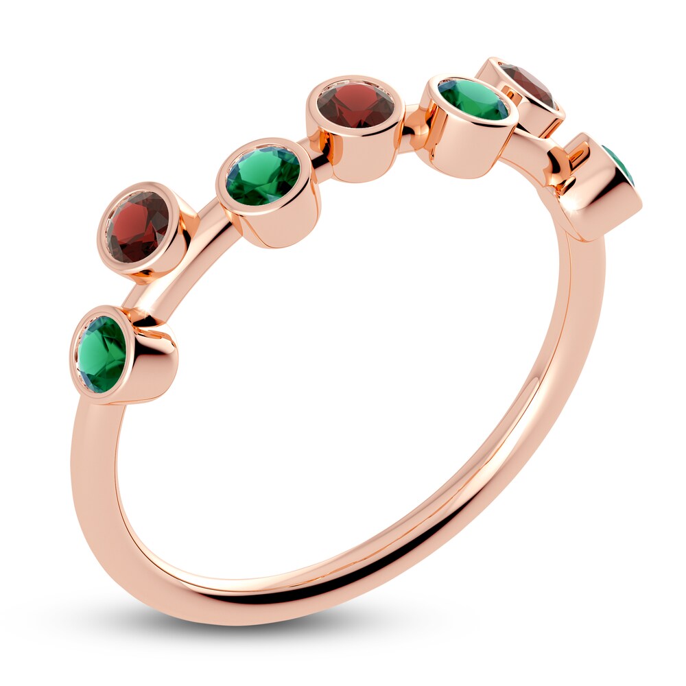 Juliette Maison Natural Emerald & Natural Garnet Ring 10K Rose Gold AL7Gm6QQ