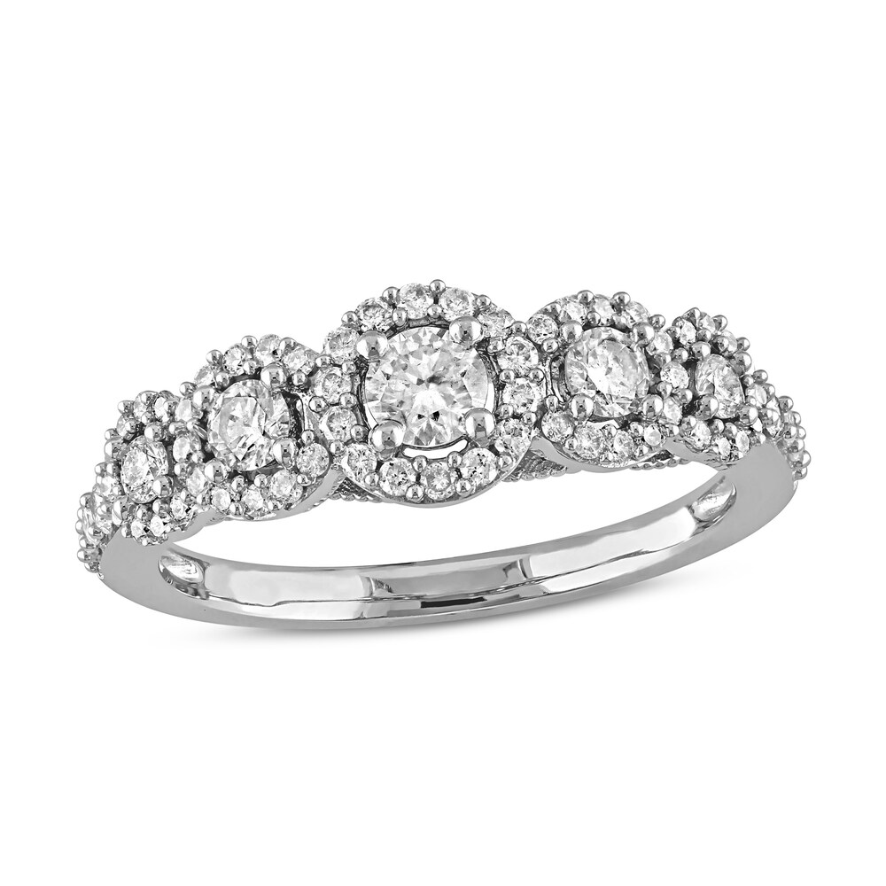 Diamond Anniversary Ring 3/4 ct tw Round 10K White Gold ANeqoanS