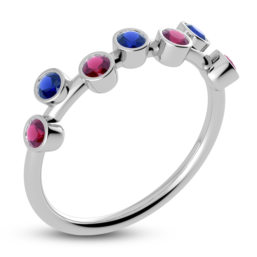 Juliette Maison Natural Rhodolite Garnet & Natural Blue Sapphire Ring 10K White Gold AjWsiN8O