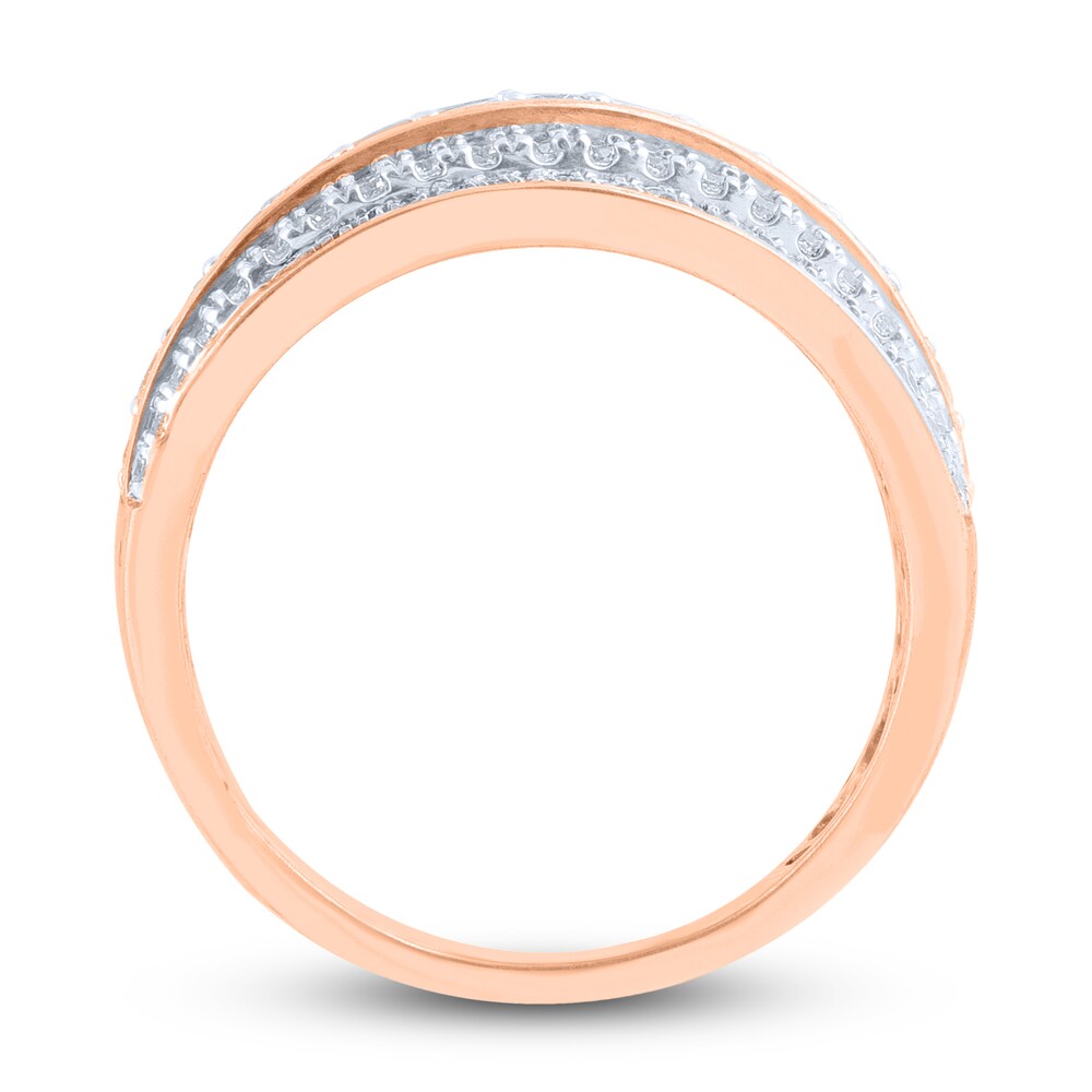 Diamond Multi-Row Anniversary Band 1 ct tw Round 14K Rose Gold Av6qy12a