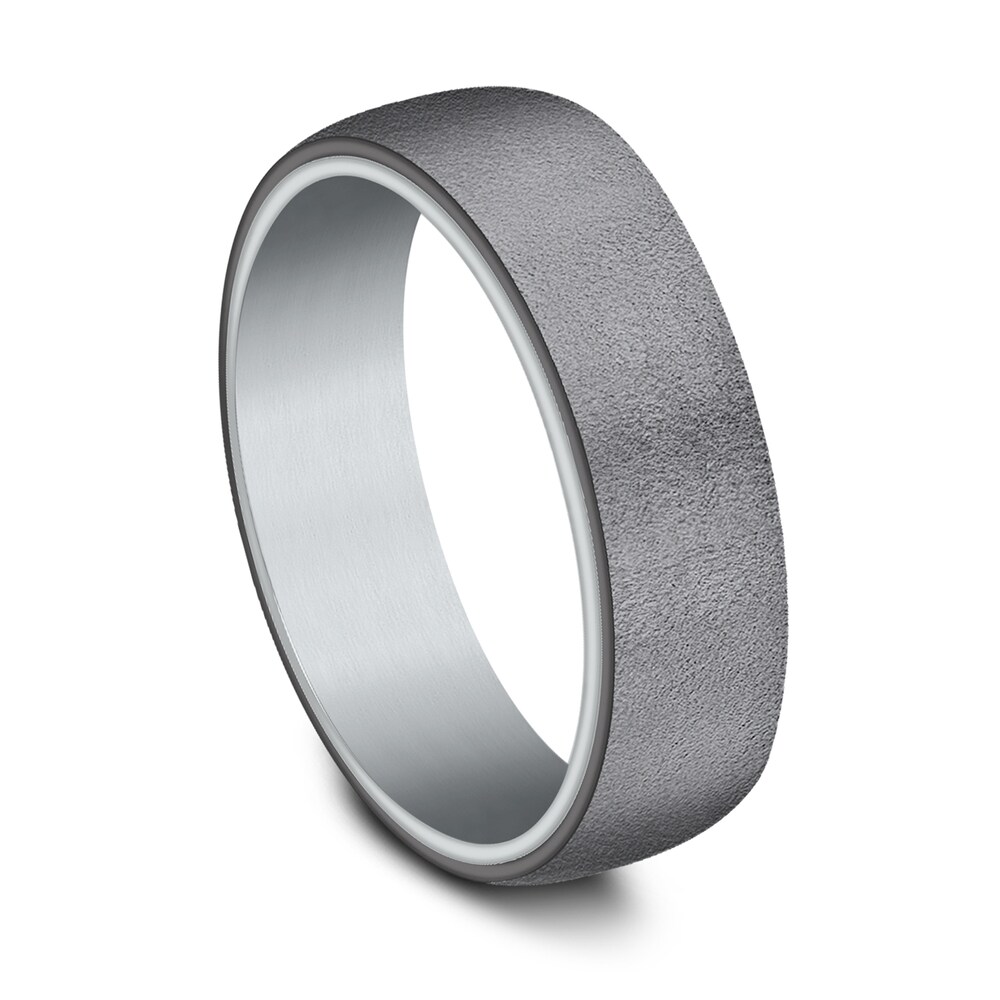 Wedding Band 14K White Gold/Tantalum 6.5mm B2cmSRkE