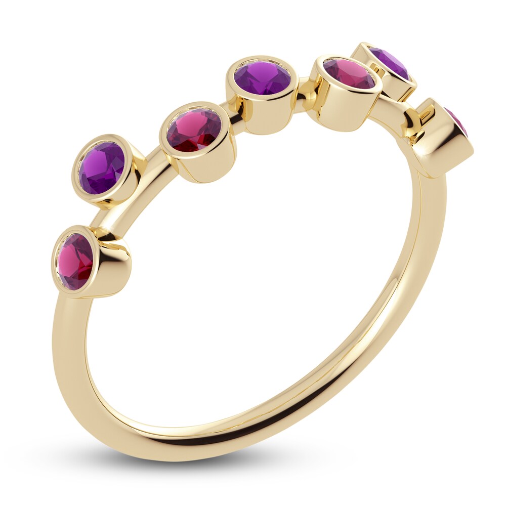 Juliette Maison Natural Amethyst & Natural Rhodolite Garnet Ring 10K Yellow Gold B8AryAOI