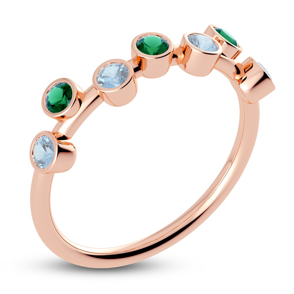 Juliette Maison Natural Aquamarine & Natural Emerald Ring 10K Rose Gold B8zurj2x