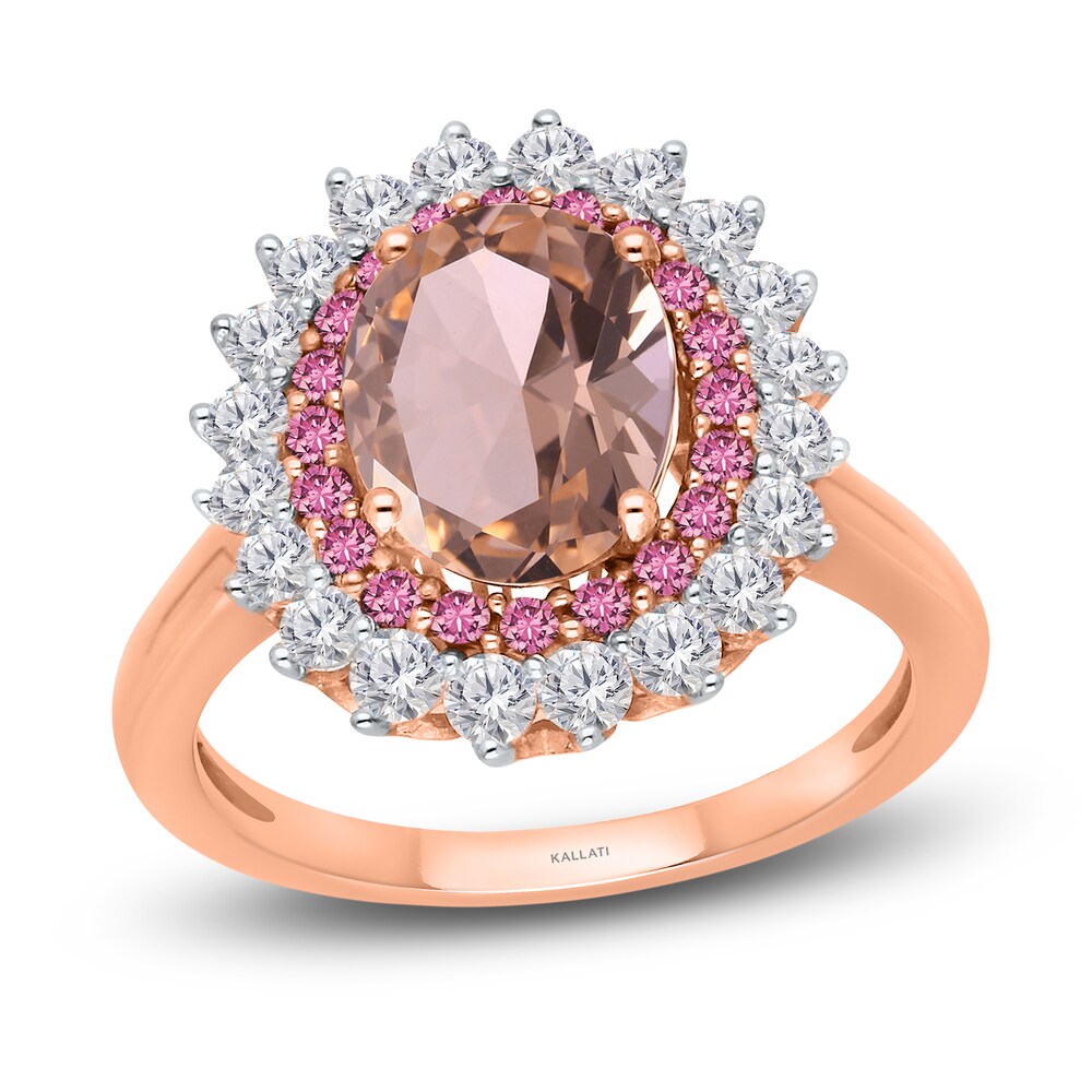 Kallati Natural Morganite & Natural Pink Sapphire Ring 3/4 ct tw Diamonds 14K Rose Gold BBpa6rKx