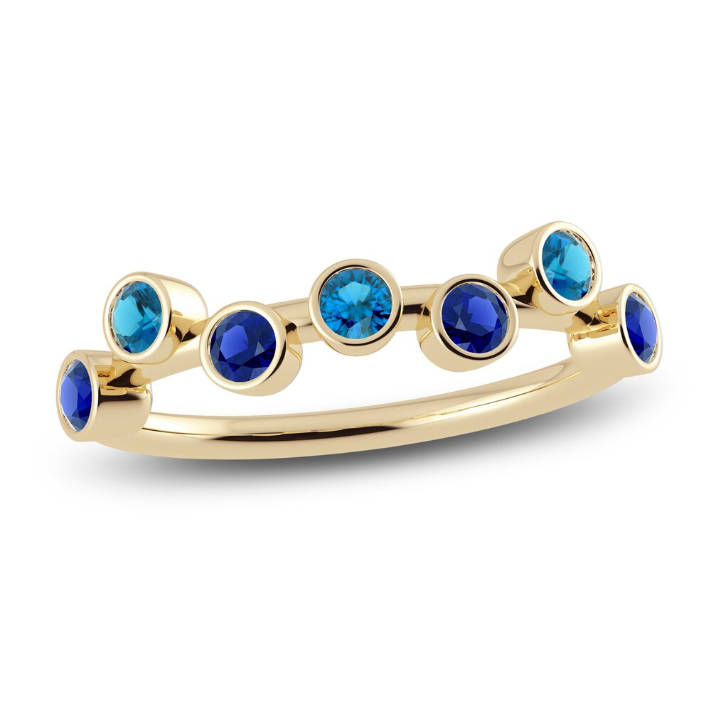 Juliette Maison Natural Blue Sapphire & Natural Blue Zircon Ring 10K Yellow Gold BClRahFD