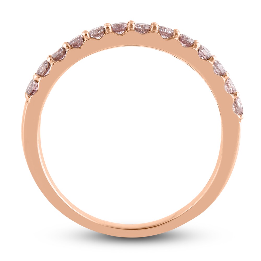 Pink & White Diamond Anniversary Band 1/2 ct tw Round 14K Two-Tone Gold BECWlH2a