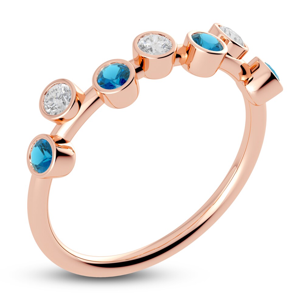 Juliette Maison Natural White Sapphire & Natural Blue Zircon Ring 10K Rose Gold BUmQu6fL