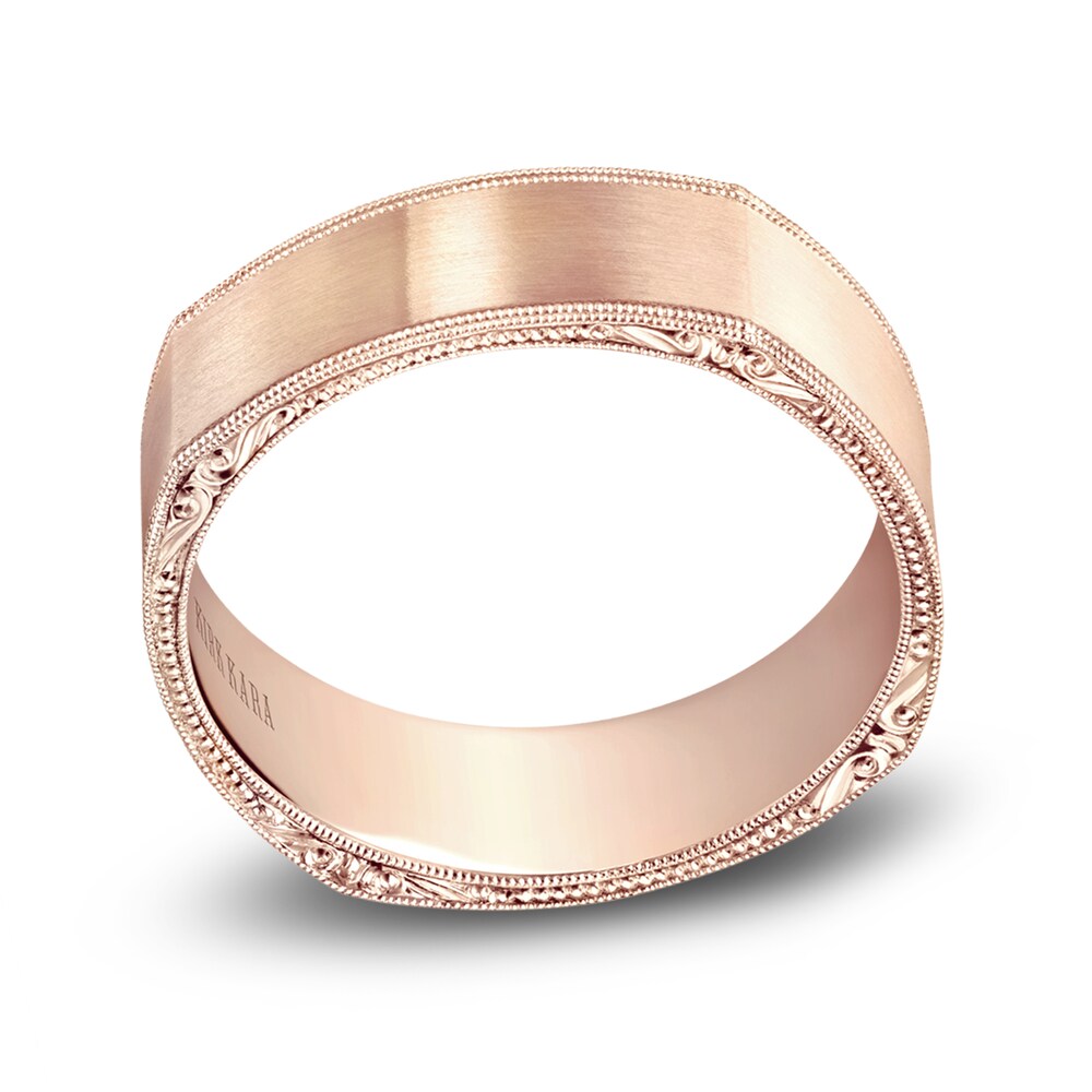 Kirk Kara Men\'s Engraved Satin Wedding Band 18K Rose Gold Bf4ZqLiV