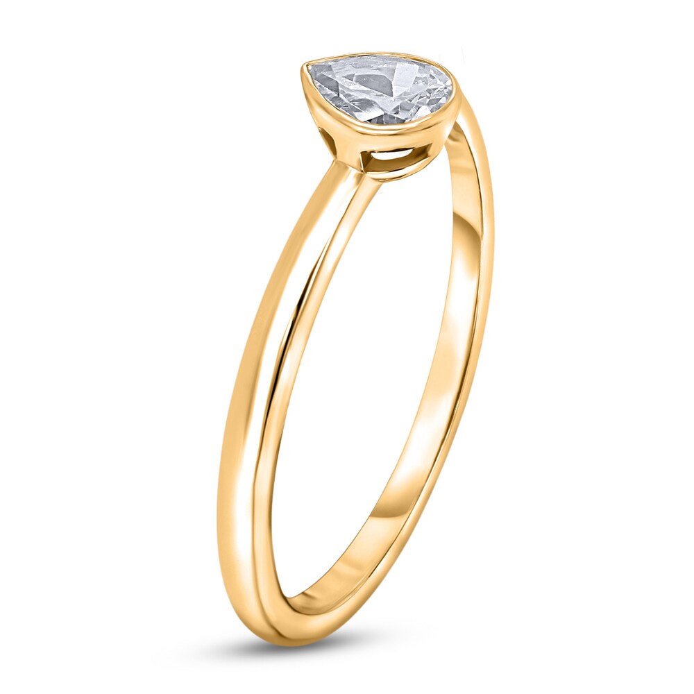 Diamond Solitaire Engagement Ring 1 ct tw Bezel-Set Pear 14K Yellow Gold (I2/I) BgI4iF7e