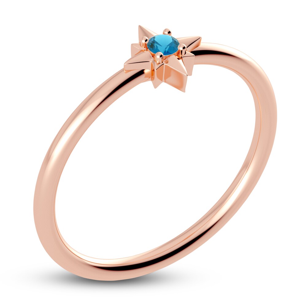 Juliette Maison Natural Blue Zircon Starburst Ring 10K Rose Gold BloAfRFH