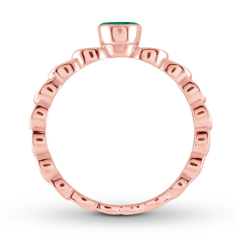 Natural Emerald Ring with Diamonds 10K Rose Gold BuBWDxQF