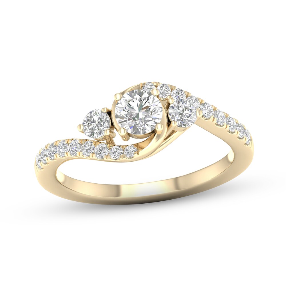 Diamond 3-Stone Ring 3/4 ct tw Round 10K Yellow Gold Bvravuq5 [Bvravuq5]