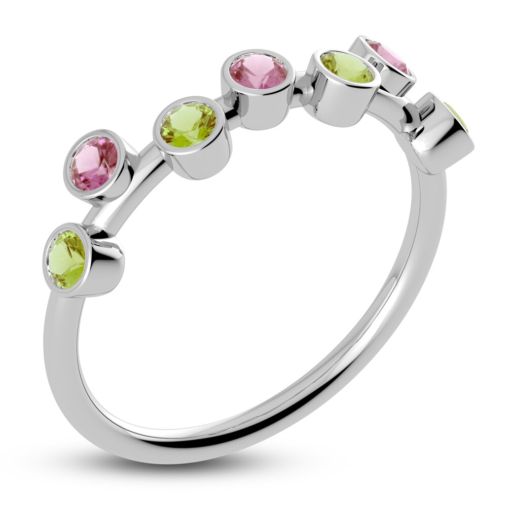 Juliette Maison Natural Peridot & Natural Pink Tourmaline Ring 10K White Gold BwYbECLV