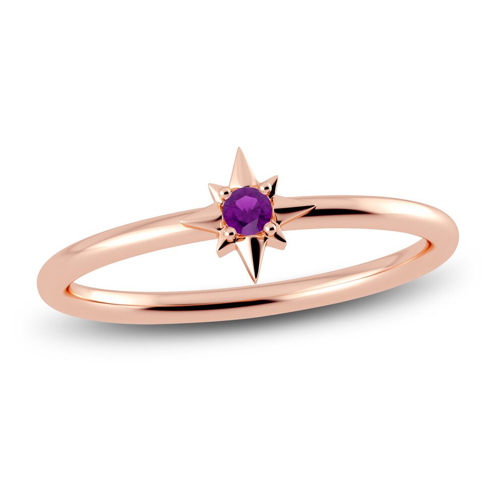 Juliette Maison Natural Amethyst Starburst Ring 10K Rose Gold Bz2TPb3m