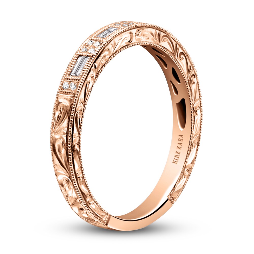 Kirk Kara Engraved Diamond Wedding Band 1/8 ct tw Baguette/Round 18K Rose Gold C2D2aNZq