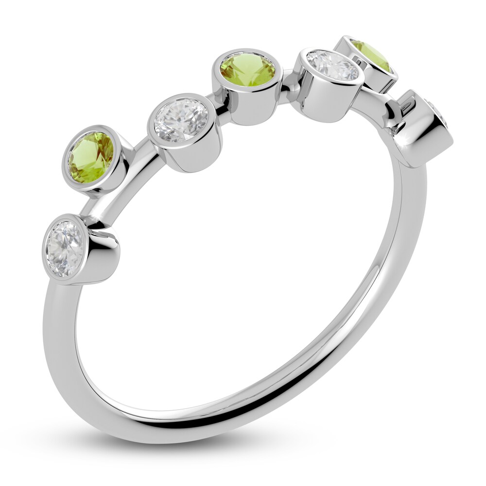 Juliette Maison Natural White Sapphire & Natural Peridot Ring 10K White Gold CB37jE80