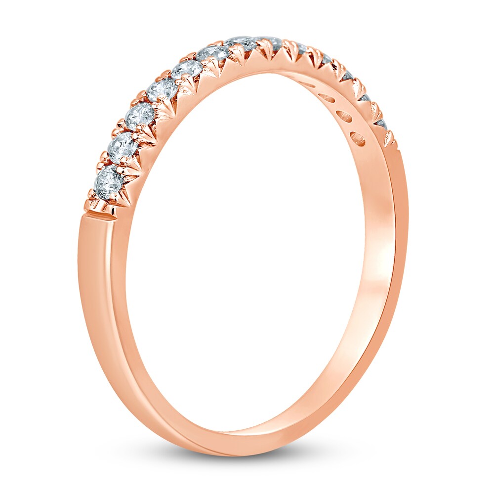 French Pave Diamond Wedding Band 1/4 ct tw Round 14K Rose Gold CCBDye9S