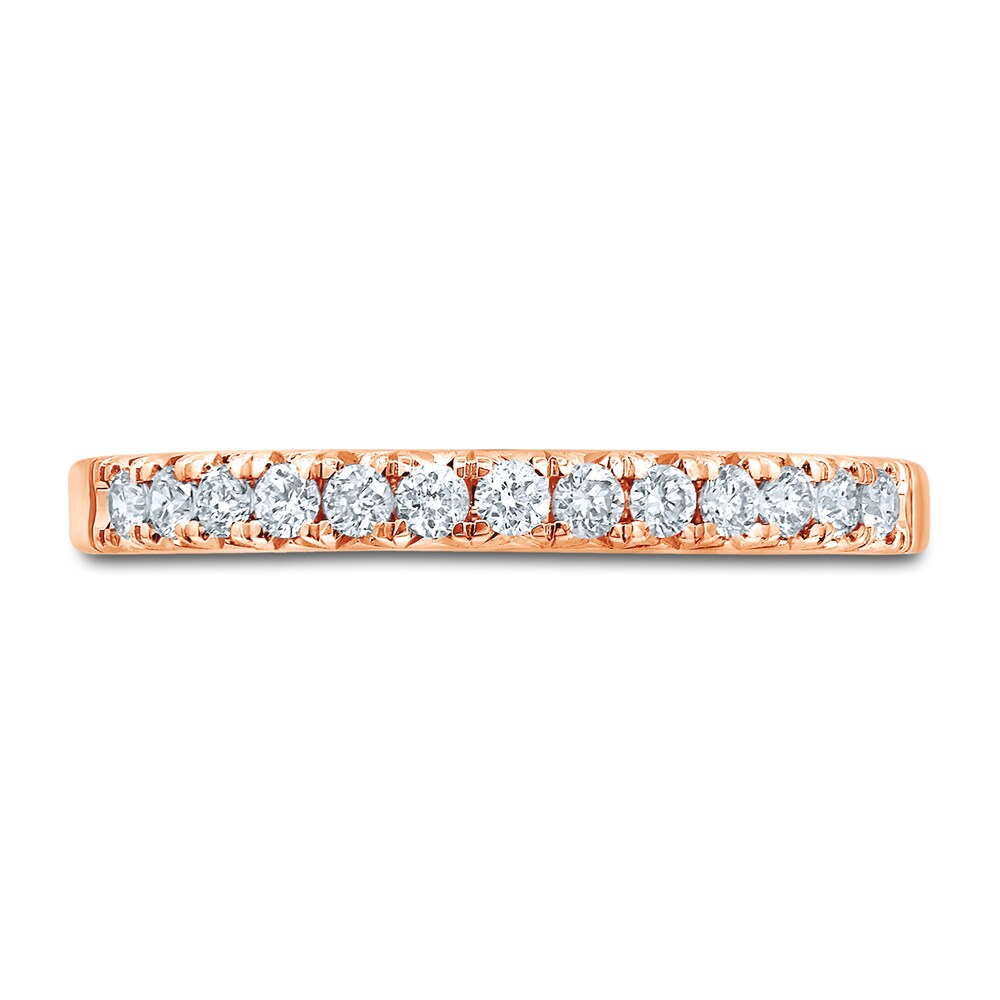 French Pave Diamond Wedding Band 1/4 ct tw Round 14K Rose Gold CCBDye9S