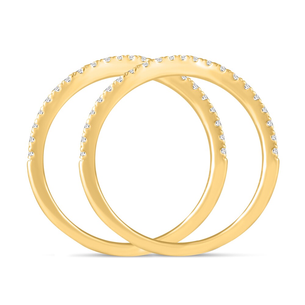 Diamond Double Wedding Band Set 1/4 ct tw 14K Yellow Gold CIZ489w2