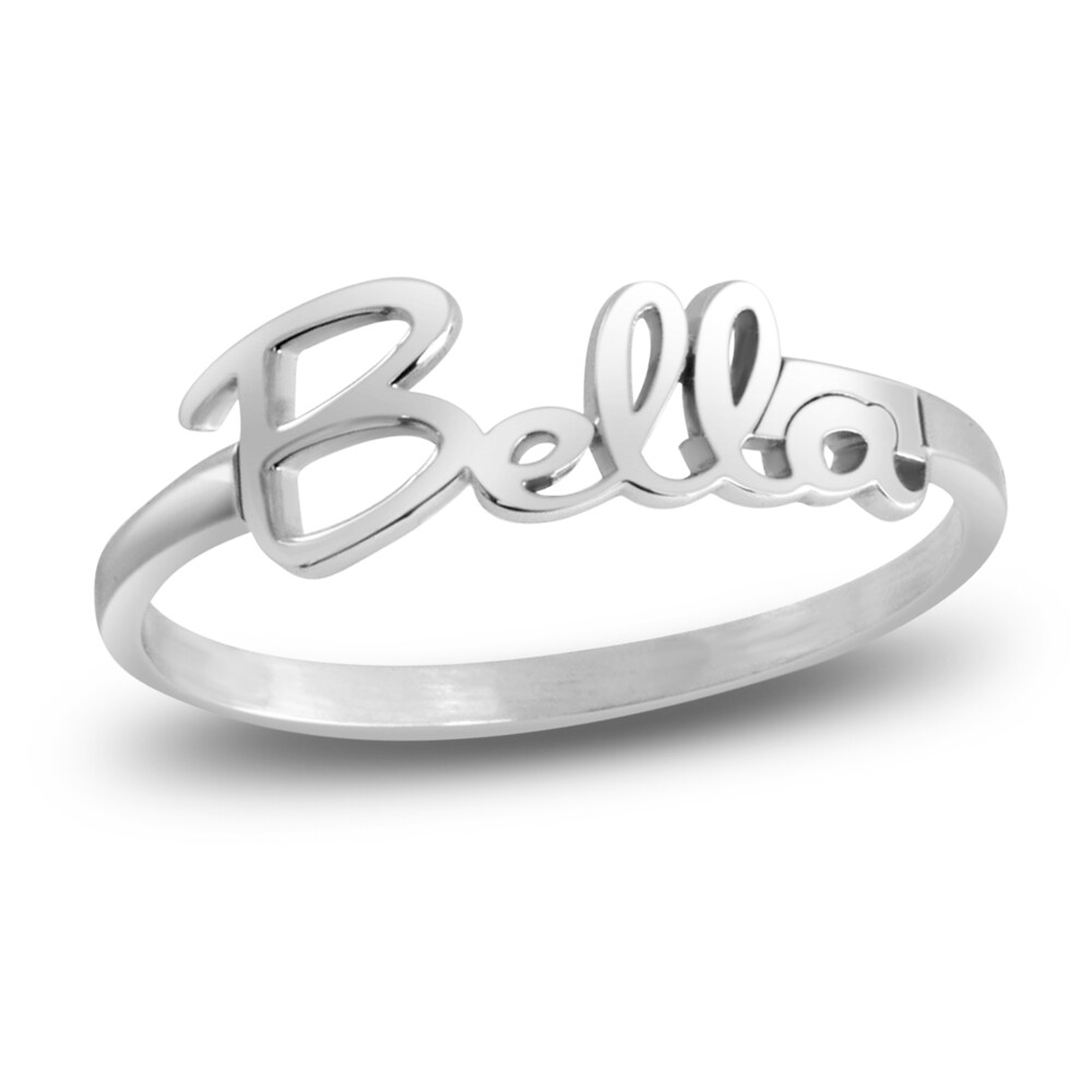 High-Polish Personalized Name Ring 10K White Gold CJRHkpAG