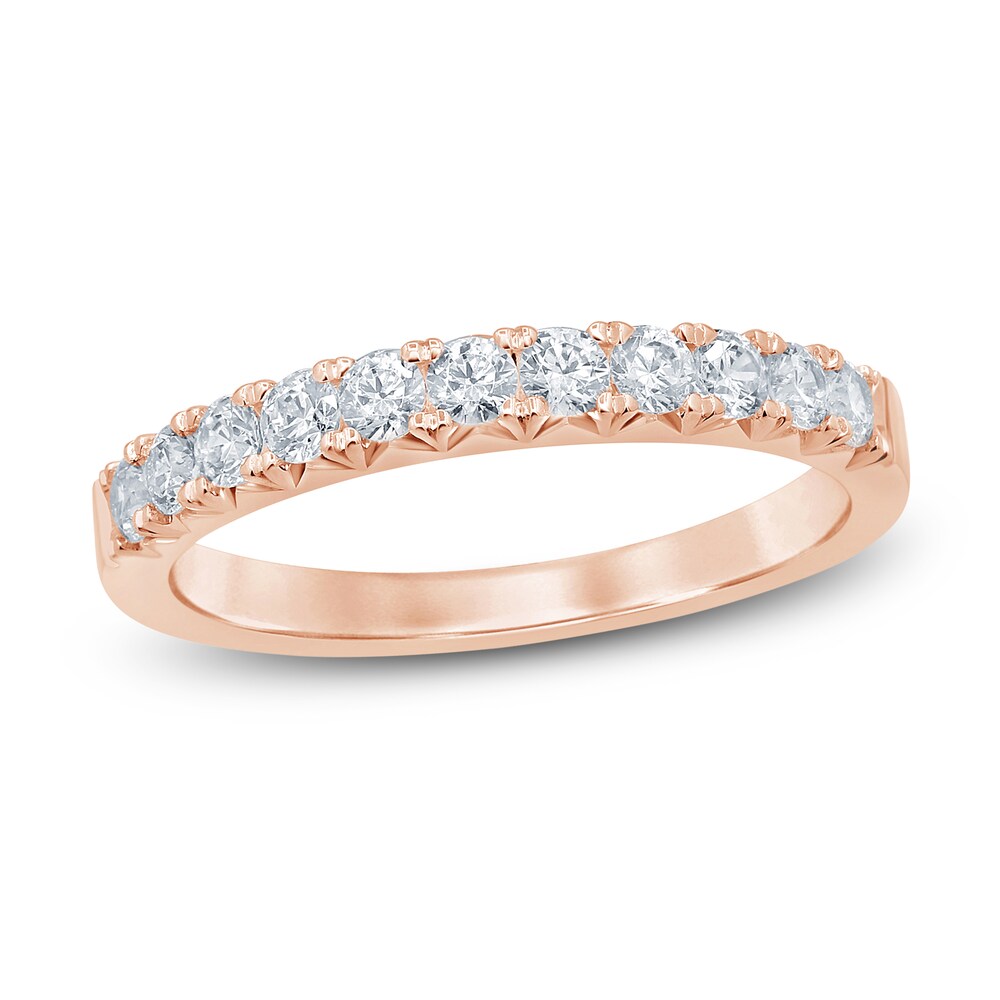 French Pave Diamond Anniversary Band 1/2 ct tw Round 14K Rose Gold CMifwCEV [CMifwCEV]