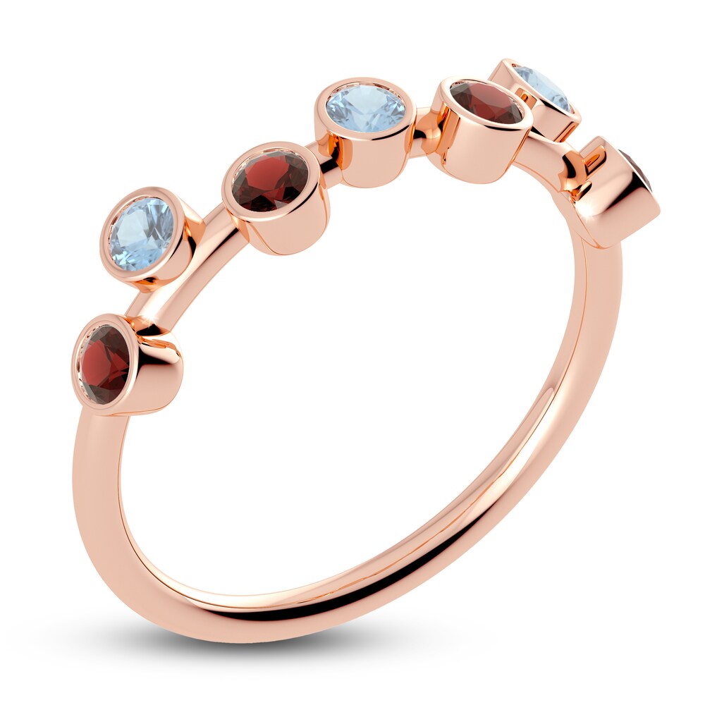 Juliette Maison Natural Aquamarine & Natural Garnet Ring 10K Rose Gold CQBU5N3y