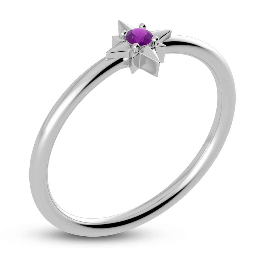 Juliette Maison Natural Amethyst Starburst Ring 10K White Gold CR755YZZ