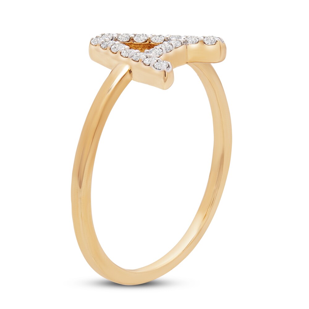 Diamond Letter A Ring 1/10 ct tw 10K Yellow Gold CS49HkGi